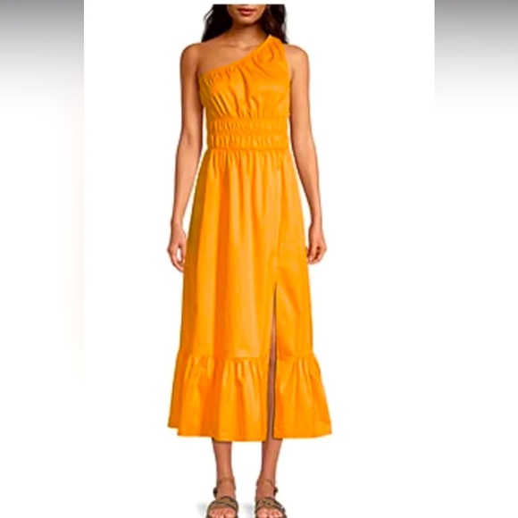 NWT a.n.a. One Shoulder Sz 3X Smocked Sundress Ruffle Tiered Style Wedding Guest - Picture 1 of 9
